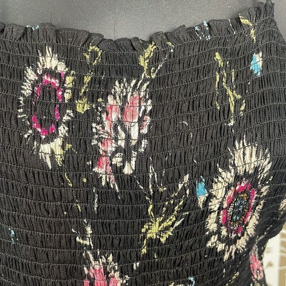 Free People Floral Print Smocked Top Gauze Tank Top NEW size S - Picture 4 of 16